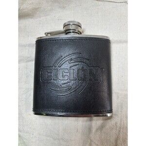 Ciclón Hip Flask Stainless Steel 5oz Black Faux Leather Pocket Flask